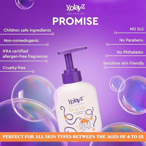 2-in-1 Shampoo & Conditioner (Two In Won) For Kids 4+ Yrs | Hibiscus,Manuka Honey & Olive Squalane Extracts | Nourishes,Strengthens,Cleanse & Hydrating| Reduces Frizz & Adds Shine To Hair|300ml