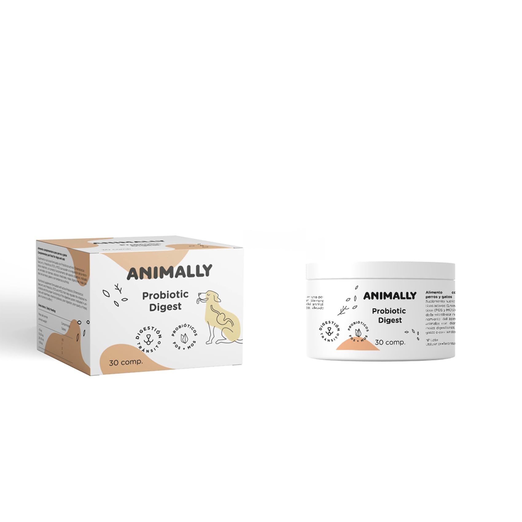 Probiotic Digest 30 Comprimidos | Salud digestiva, probiótico para Perros y Gatos | Repara la Flora Intestinal, Protege el Sistema Inmunológico | Combate Diarrea, Gases y Vómitos |