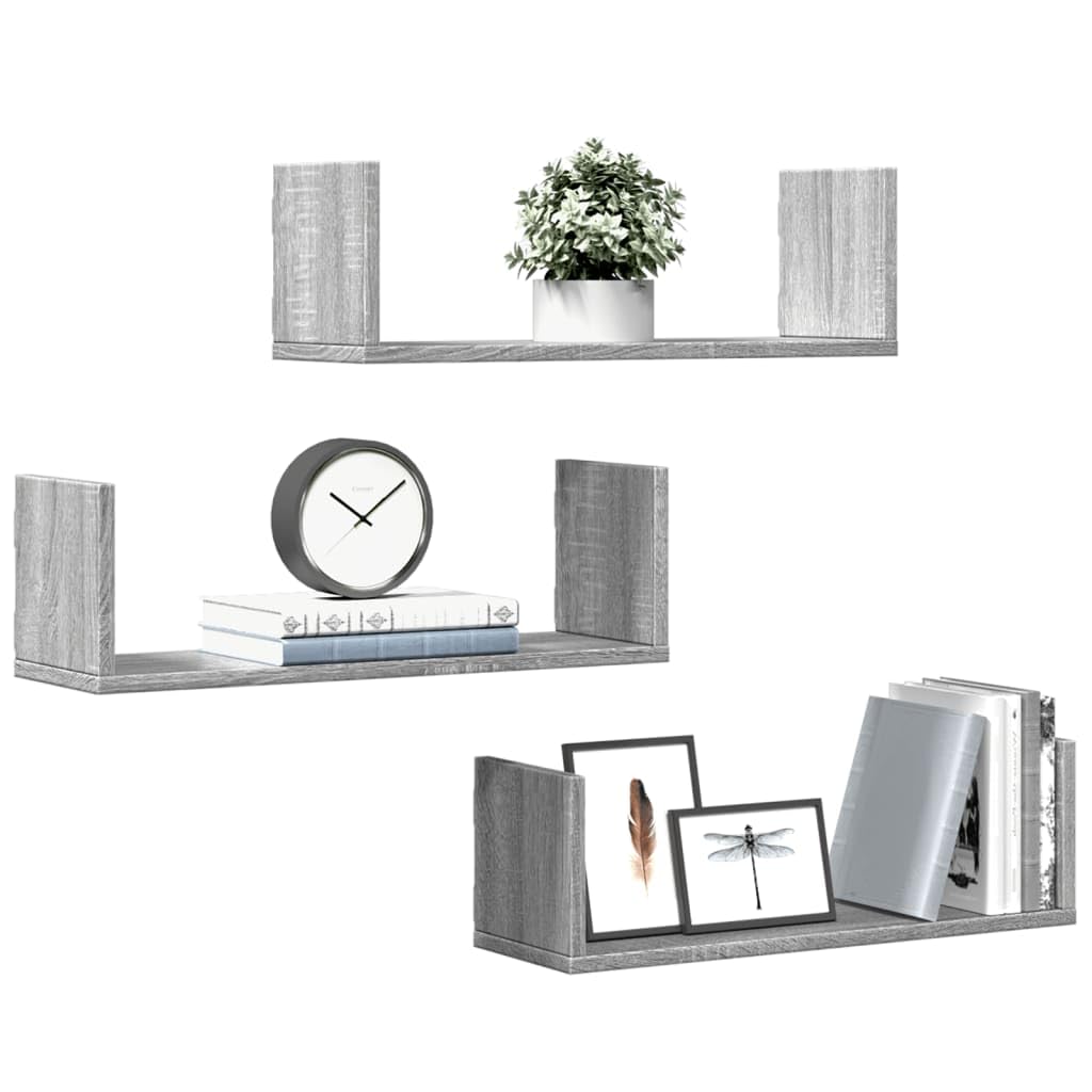 Set di 3 mensole sospese da parete, 58 x 18 x 18 cm, in legno ingegnerizzato, elegante, decorativo, per soggiorno, cucina, ufficio, bagno