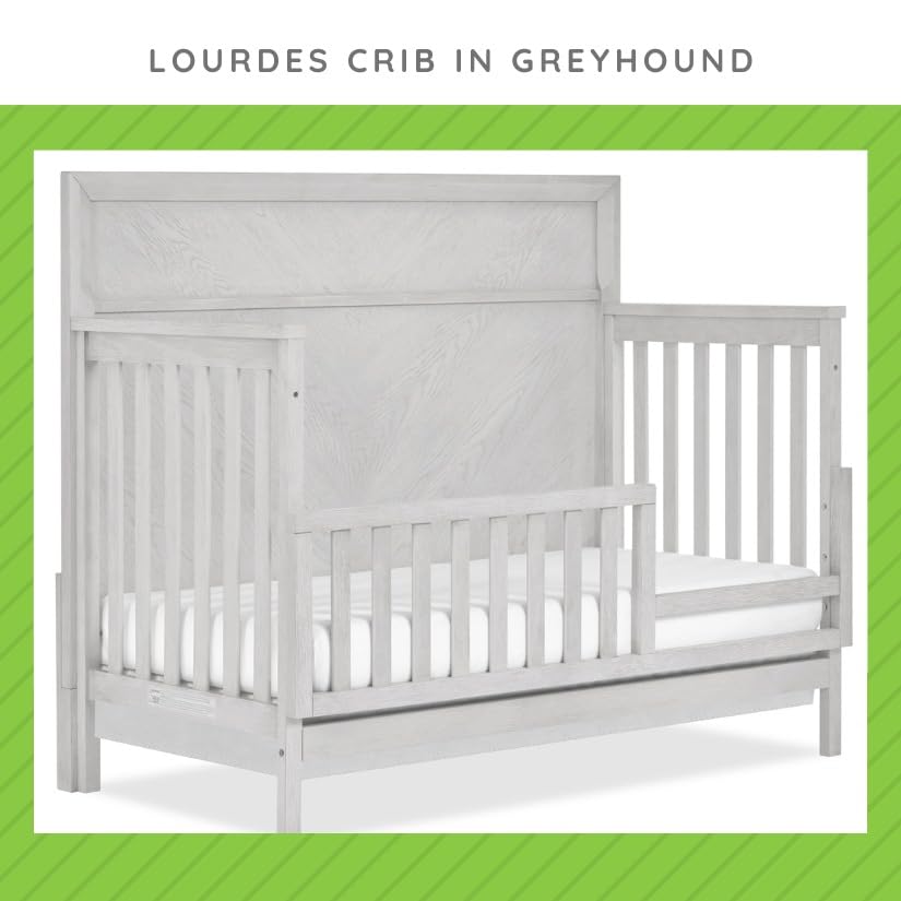 Image of Toddler Bed Safety Guard Rail for Evolur Baby Convertible Cribs - Solid Wood Rail for Convertible Crib to Toddler Bed Conversion - Safety Bed Rail for Children (Greyhound, Model 811)