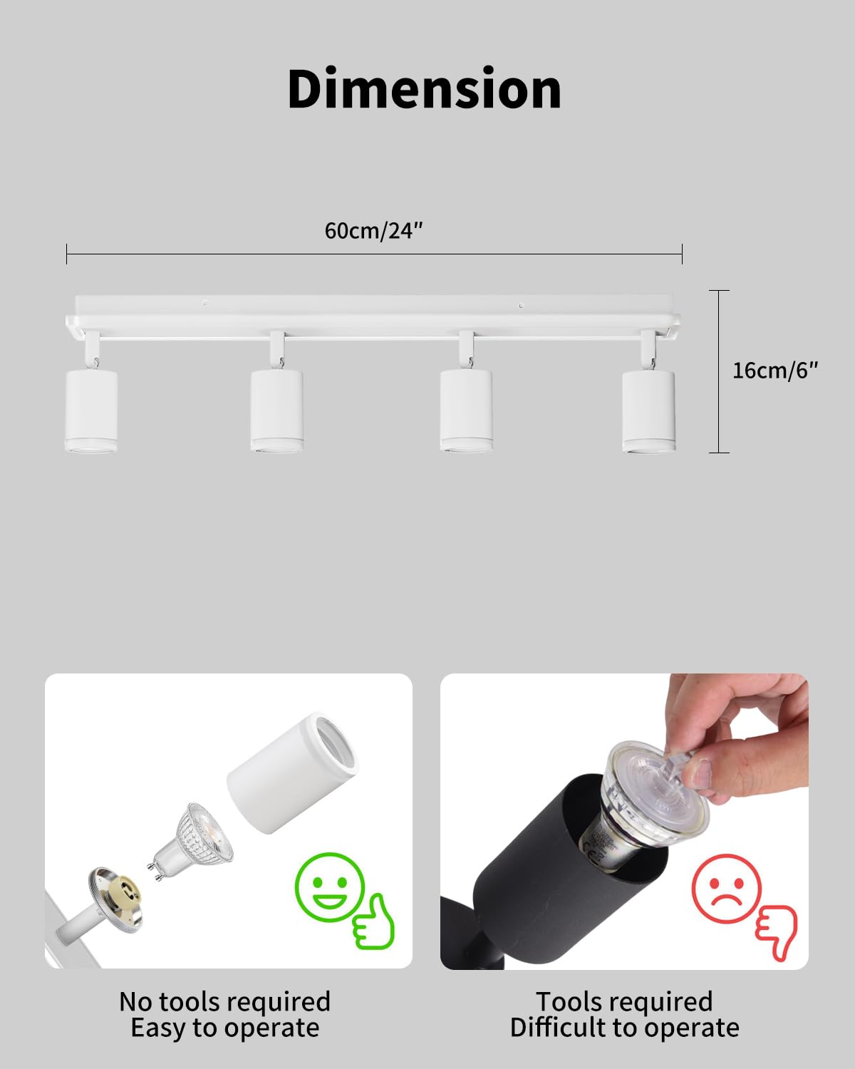 LVWIT Deckenstrahler 4 Flammig GU10 LED Weiß Modern Deckenlampe für Wohnzimmer Ohne Leuchtmittel