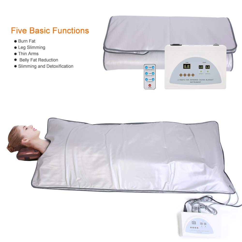 Máquina Adelgazamiento Masajeador, Manta Sauna Infrarrojo FIR 2 Zonas Digital (FIR) Manta Sauna Pérdida Peso SPA Detox Máquina Adelgazamiento Fatiga Eliminar Manta Belleza