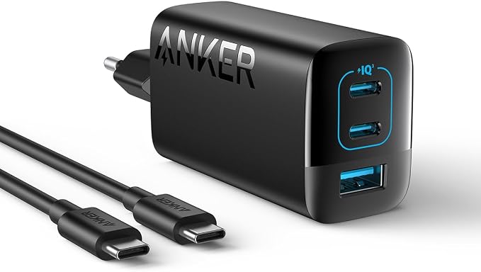 Ładowarka USB-C 67 W, Anker 335 wysokowydajny zasilacz z PIQ 3.0, 3-portowa szybka ładowarka, ładowarka PD do iPhone 16/15/14, MacBook Pro, iPad, Galaxy (kabel USB-C na USB-C w zestawie)