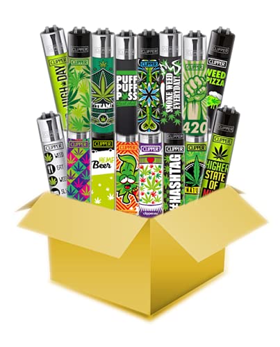 Clipper® Feuerzeuge Mix Hanfmotive (Weed) - Clipper Wundertüte - 15 Stück inkl. exkl. CKS Filtertip