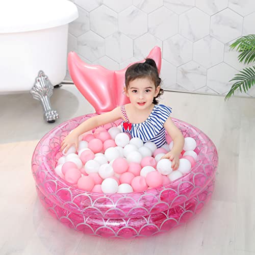 Inflatable Kiddie Pools Mermaid, Backyard Round Swimming Pool for Kids, Cute Raft Paddling Pool Indoor&Outdoor Toddler Fun Water Swim Beach Floaties Toys Fishing Pond Ball Pit Pool - Thumbnail 7