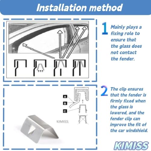 Image of Wind Deflector Clips,12Pcs Car Wind Rain Deflector Channel Stainless Steel Fixing Retaining Clips Fit for G3