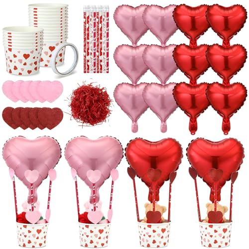 LaRandom 12 Set Valentine Centerpieces Hot Air Balloon Basket Table