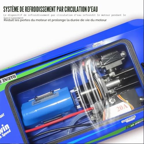 RCXTechPro Bateau RC étanche pour adultes et adolescents, télécommande 2,4 GHz, moteur sans balais 30 km/h, bateau électrique haute vitesse, jouet cadeau avec système de refroidissement et portée de – vue 6