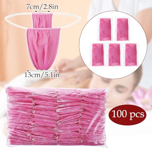 Image of Telooco 100 Pcs Disposable Thong Panties Women T Thong for Spa Non-woven Fabrics Disposable Underwear for Spray Tanning