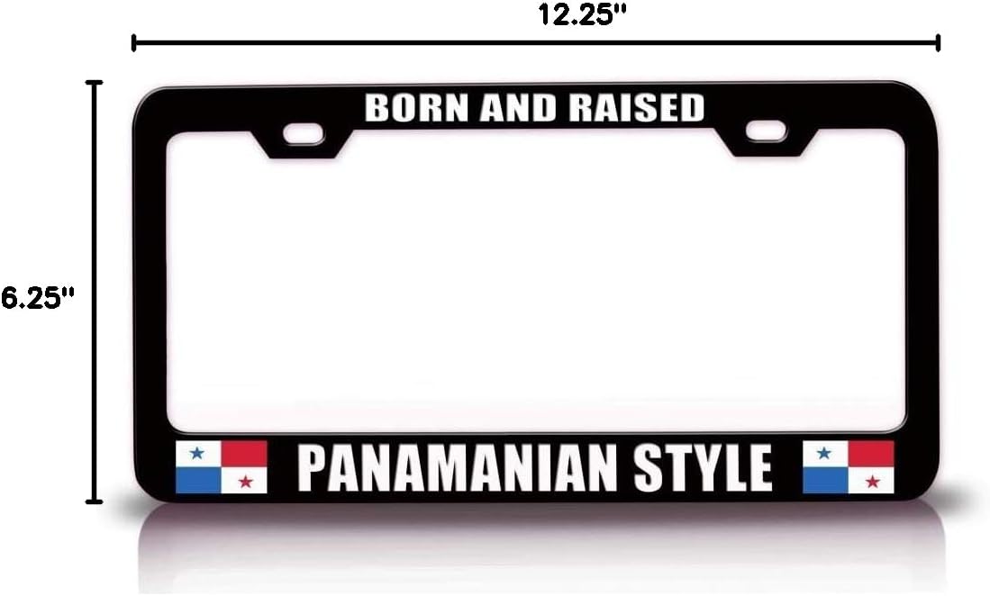 Born and Raised Panamanian Style Country Flag Metal Car SUV Truck License Plate Frame Bl d63