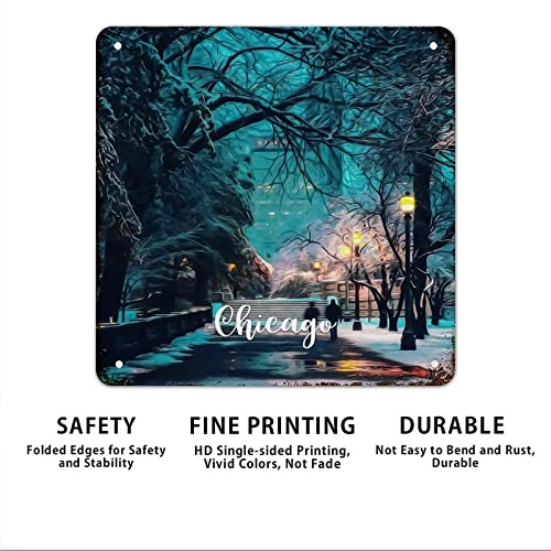 Plaque rétro en aluminium décoration murale Chicago 38cm - 4