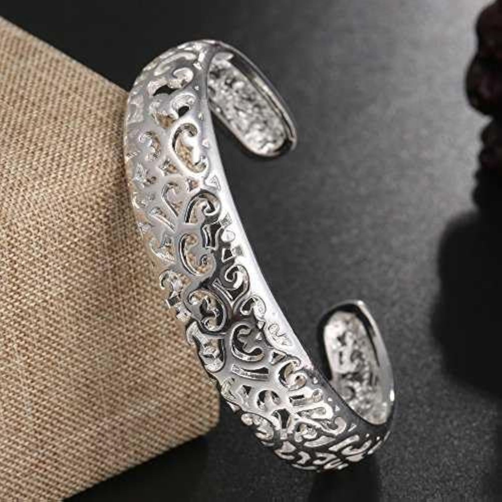 Silver Plated Trellis Open Style Bracelet