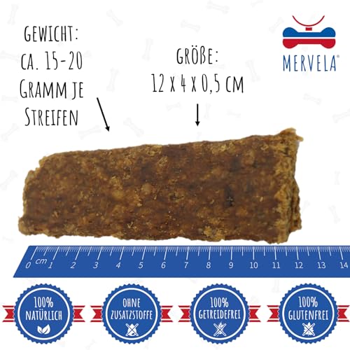 MERVELA® Pferd Fleischstreifen | 500 Gramm [Qualität aus Deutschland ] für Allergiker Hunde | Belohnung | Trainingssnack | getreidefrei | Hundesnack