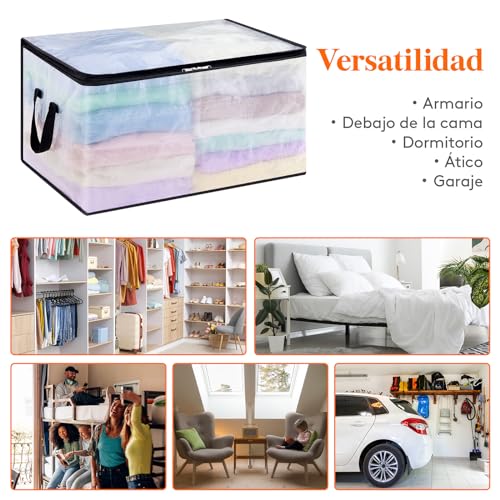 Miniatura 9 de Lifewit Bolsas Para Guardar Ropa Transparentes, Bolsas Almacenaje Ropa Con Asas, Cajas Almacenaje Plegable De Pp, Organizador Armario Para Mantas, Ropa, Juguetes, Mudanza, 60 L, 6 Piezas