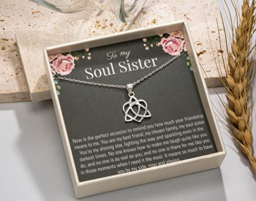 RareLove Soul Sister Gift for Women, Friendship 925 Sterling Silver Sister Celtic Knot Infinity Heart Necklace, Best Friend Birthday Gifts4