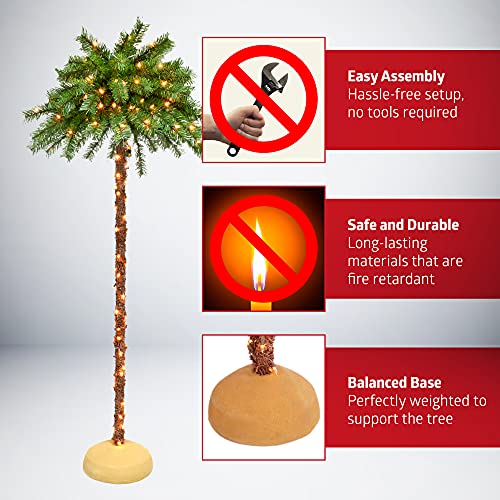 Puleo International 6 Foot Pre-Lit Artificial Palm Tree with 150 UL-Listed Clear Lights