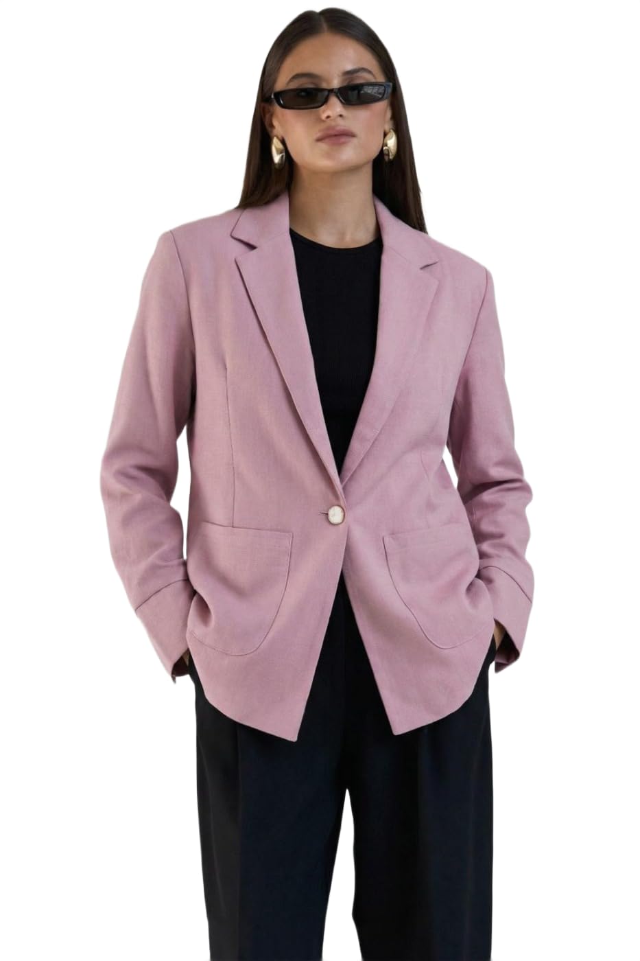 Tiptop Trends Women Single Button Blazer | Elegant Lavender Formal Wear Blazer-picture-47
