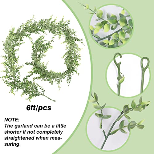 Cocoboo 6 Pack 36Ft Artificial Greenery Garland Bulk, Boxwood Garland Eucalyptus Garland For Wedding Arch, Fake Vine Faux Plant Frosted Leaves For Party Wall Decor (Grey Green) #TOP1