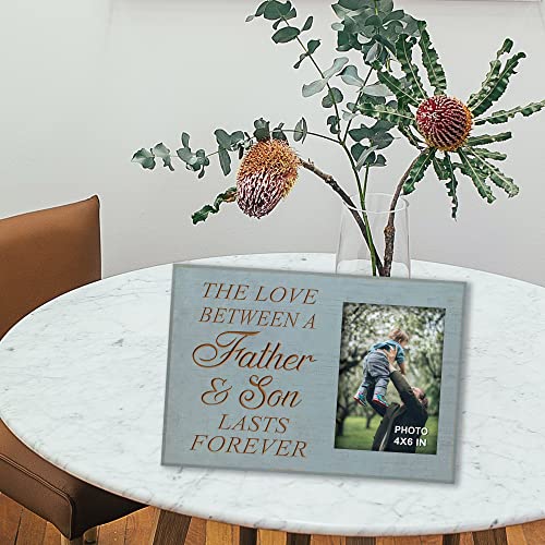 Yudarte Dad Gifts From Son - The Love Between A Father And Son Lasts Forever - Engraved Wood Picture Frame Holds 4X6 Inches Photo - Stepfather Father's Day Gift Frames #TOP1