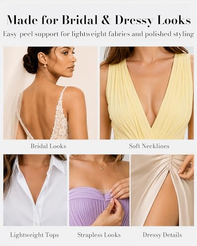 Image of VOCH GALA Double Sided Tape for Clothes & Fashion, 100 Strips | Secure Hold, PE Easy Peel, Less Residue on Delicate Fabrics, Hypoallergenic for Sensitive Skin, 100 Pre-Cut Strips