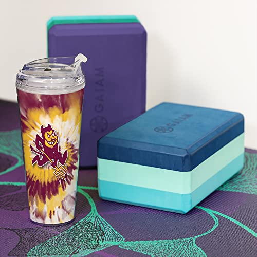 Image of Rico Industries NCAA Glitter 24oz Acrylic Glitter Tumbler with Hinged Lid, Officially Licensed Double Wall Tumbler with Straw