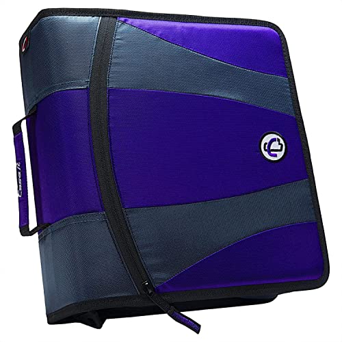 Case-It The Dual 2.0 Zipper Binder Backpack - Two 2 Inch D-Rings - 5 Subject File Folder - Multiple Pockets - 800 Sheet Capacity - Comes With Shoulder Strap - Purple Dual-301 #TOP8