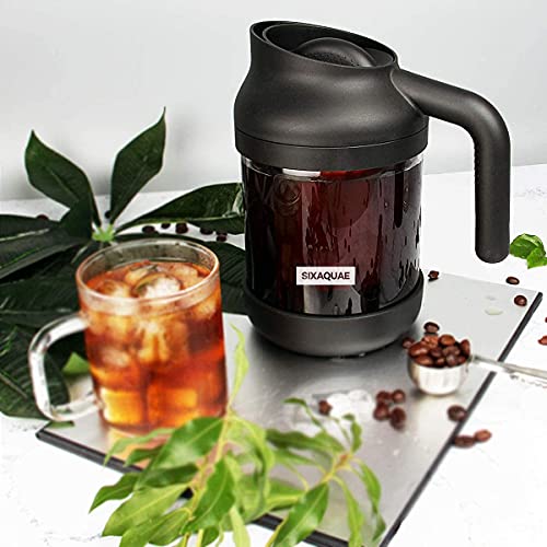 Sixaquae Cold Brew Coffee Maker Stainless Steel Strainer Large,Durable Iced Coffee Maker Cold Brew Pitcher,Dishwasher Safe 38 Oz Iced Tea Maker #TOP6