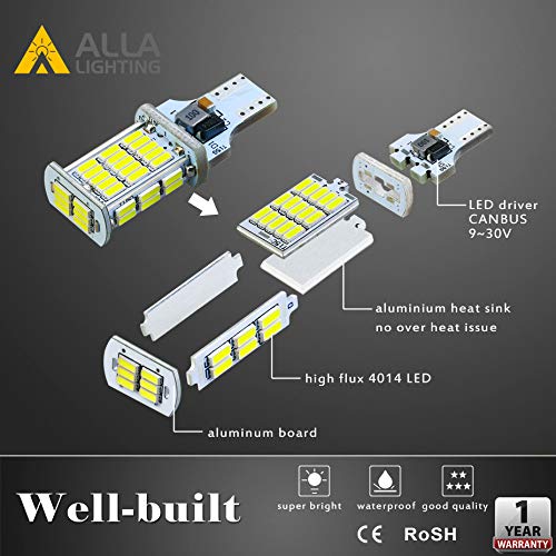 Alla Lighting T10/T15 912 921 W16W Led Reverse Light Bulb, Can-Bus Error Free 6000K White Back-Up/Trunk/3Rd Brake Lights Lamp 922 906 921Kx 912K 921Ll Upgrade #TOP1