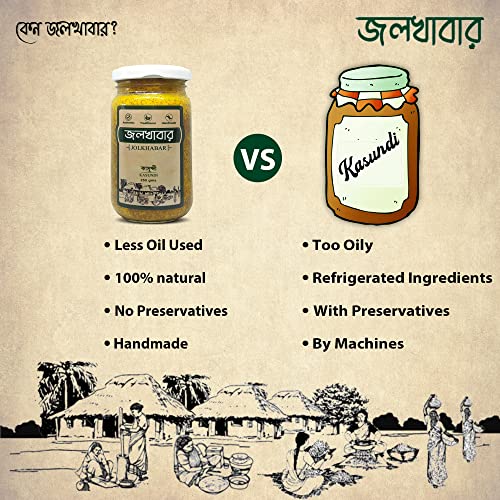 JOLKHABAR Kasundi 500Gm Pack - Original Bengali Kashundi - Bengali Mustard Sauce - Authentic Traditional Handmade - Bangali Kasondi - Grandmother'S Recipe - 500Gms (Pack Of 2) 250 Gm