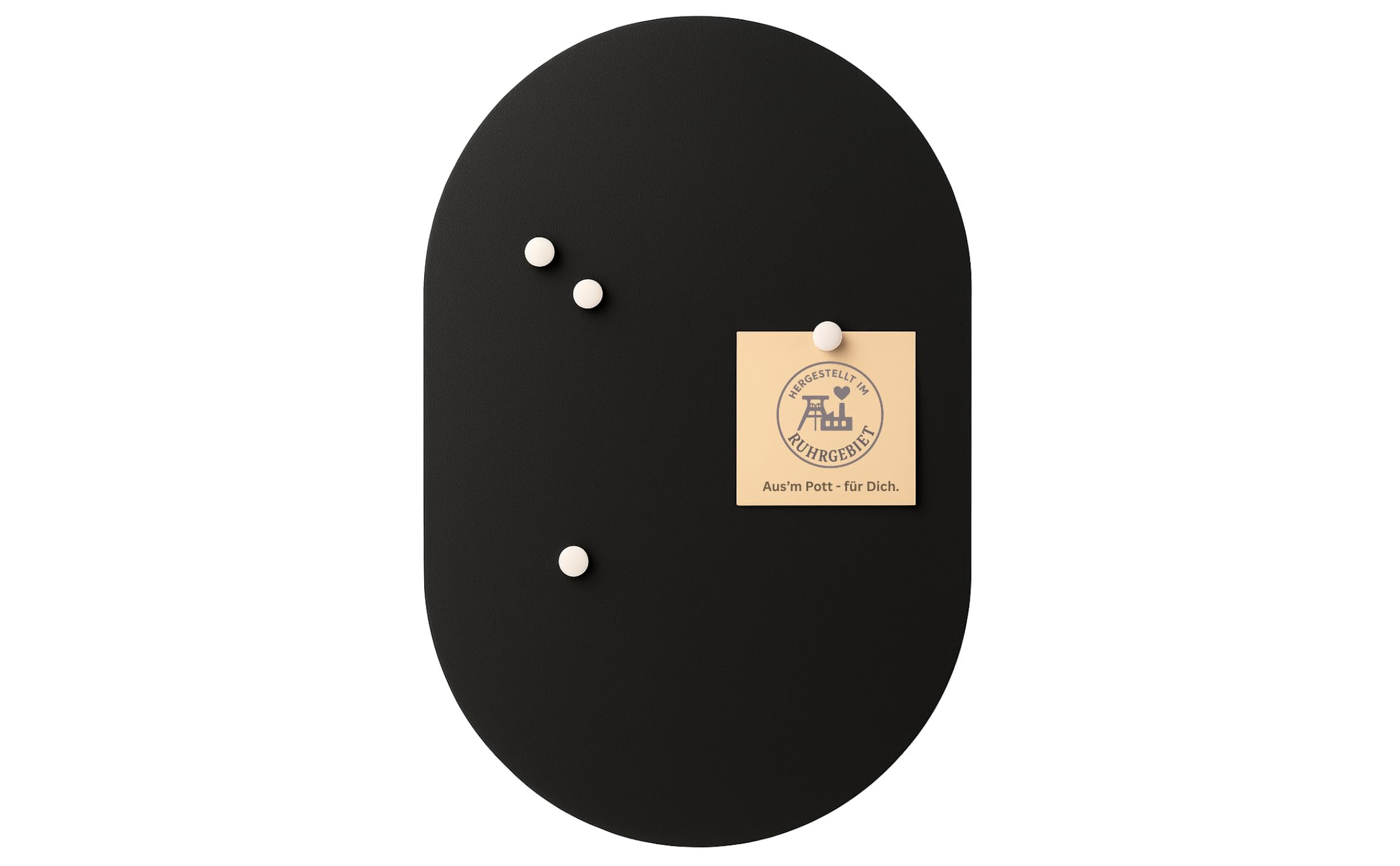 BEHE Metall Magnettafel Modern,40 x 60 cm, MetalBoard Memoboard für alle Magnete, Magnetpinnwand für Notizen & Fotos - Made in Germany (Oval, schwarz)