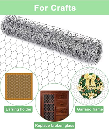 HONSREO Chicken Wire Fencing 16.9 Inch x 49.2 Ft, Poultry Wire Netting 0.6 Inch Hexagonal Galvanized Floral Fence Mesh for Pet Rabbit Coop - Thumbnail 6