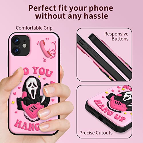 Ucpovt Phone Case For Iphone 11 6.1”Cute 3D Cartoon Skull Skeleton Funny Pink Screams Ghost Face Soft Tpu Case For Iphone 11 Silicone Cover For Women Girls Kids Teens #TOP4