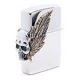 Zippo Two Wings Skull SI Lighter Genuine Authentic Original Packing 6 Flints Set