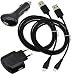 Produktbild Favory-Shop 4 in 1 Zubehör Set kompatibel mit Swissvoice C50s - 2X USB Datenkabel / 1x USB Netzteil Ladegerät / 1x KFZ Ladekabel