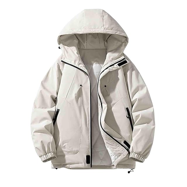 Mens Winter Coats Windproof Long Sleeve Hooded Jackets Casual Zip Up Down Quilted Hoodie Winter Warm Thermal Outwear
