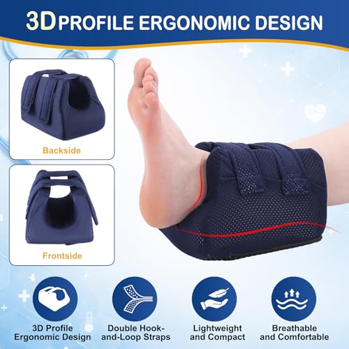 Image of Novabright 2 Pcs 3D Heel Protectors Foot Wedge Pillows Support Boot Bed Sore Pillow for Pressure Sores Bedridden Patients Relief Pressure Ankle Ulcers (Navy Blue)