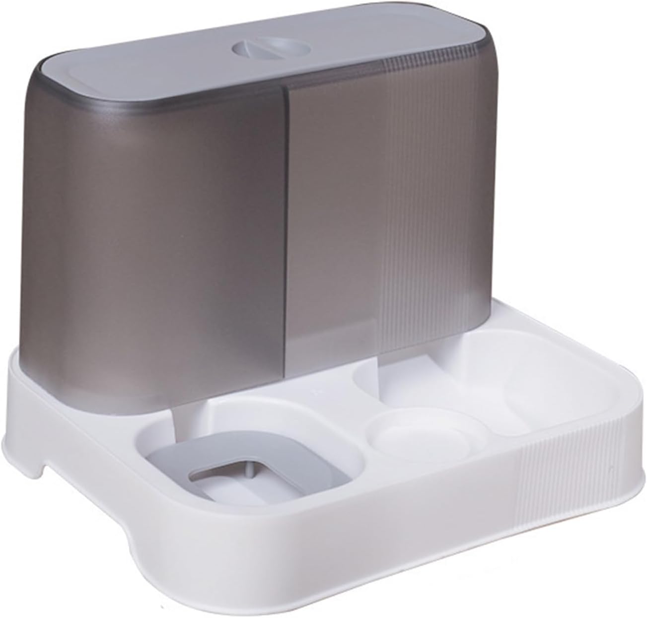 Cat Feeder and Water Dispenser,2 in 1 Gravity Automatic Bowl Auto Pet Dry Food Self Feeding for Kitten Kit Set (White+Grey)