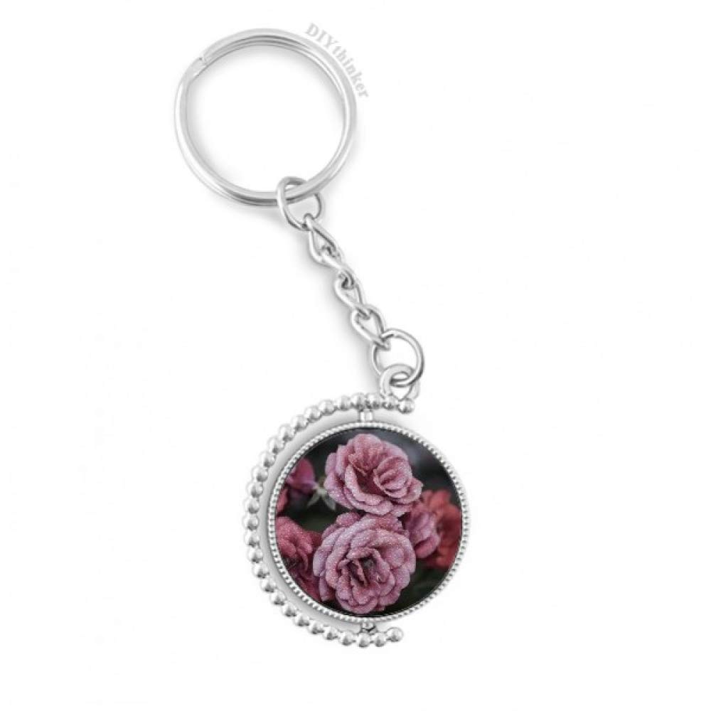 Porte-clé rotatif fleurs Old Pink Roses en métal multicolore