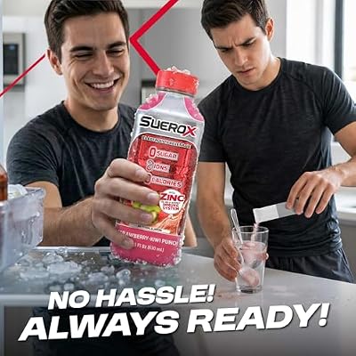 SueroX Zero Sugar Electrolyte Drink for Hydration and Recovery, Unique Blend of Electrolytes & 8 Ions, Zero Calorie Sports Drink, 21.3 Fl Oz, Strawberry-Kiwi Punch, 12 Count