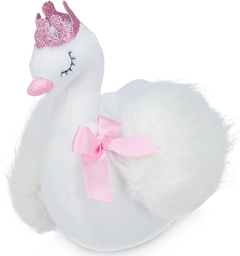 Bearington Grace - Peluche de cisne de princesa con corona, 8 pulgadas, animal de peluche de cisne, juguete de peluche de princesa