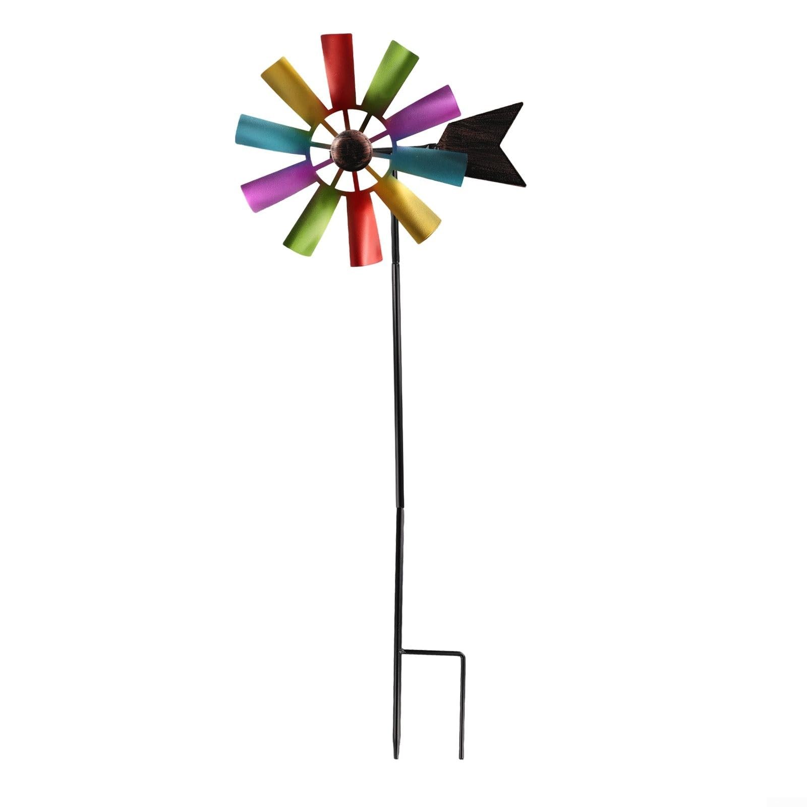 Outdoor Metal Windmill Garden Decor 73cm 360 Degree Rotating Wind Spinner Yard for SCULPTURE Multicolor Vintage Ornament for Patio Lawn