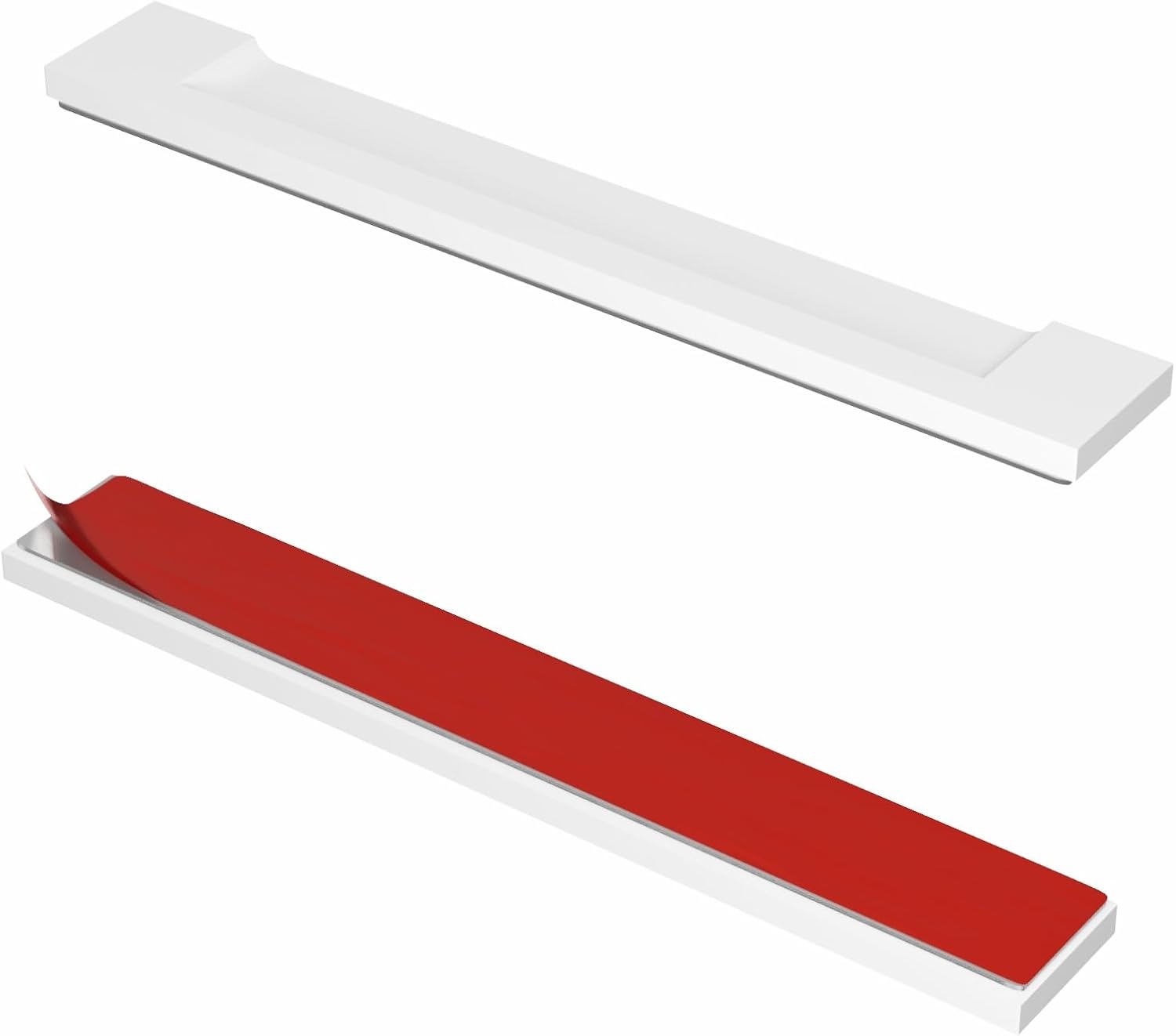 HRX STB Self-Adhesive Edge Fingerpull Door Handle - Screwless, Peel and Stick on Glass, Wood, Metal, Plastic - Sliding Doors Knob for Kitchen Fronts, Drawers & Dressers Panels - 2 Pack - White