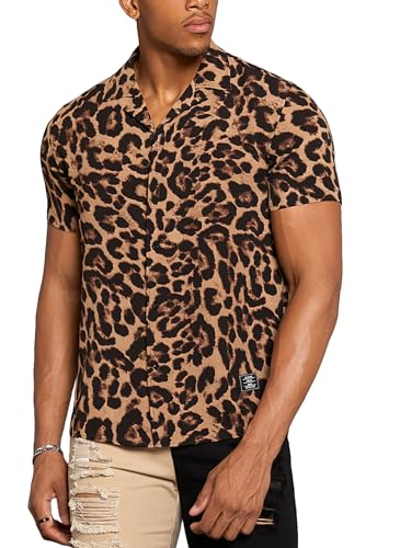 Amazon.com: Verdusa Men's Leopard Zebra Print Short Sleeve Button
