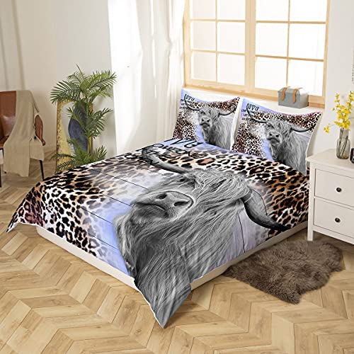 Housse de couette léopard et vache Super King pour lit enfant et adulte