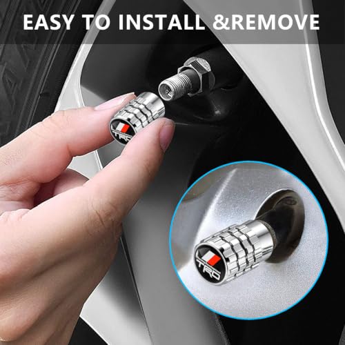Image of Tire Valve Stem Caps for Toyota TRD Series Metal Car Wheel Air caps Auto Valve Stem Caps Accessories 4 Pcs Silver