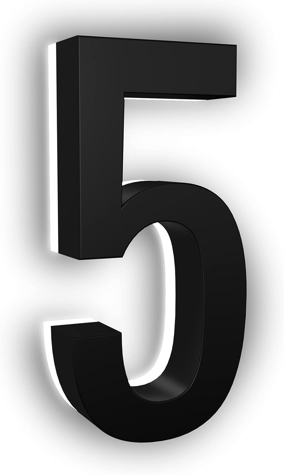 5 Inch House Numbers, Stainless Steel, Premium Quality, Backlit LED 6000K Illuminated Home Address Number, Lighted House Numbers, Modern Address Numbers (5, Black)
