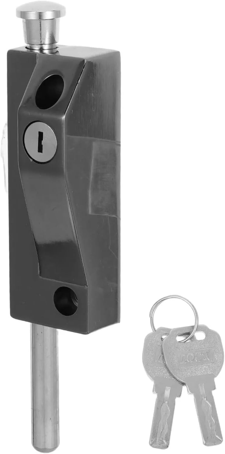 Sliding Door Lock 2 Set Surface Mount Spring Latch Door Lock Metal Floor Bolt for Office Hotel Sliding Hinged Doors(Black)