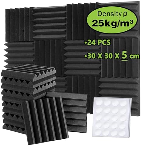 Lot De 96 Panneaux Acoustiques En Mousse 30,5x30,5cm - Absorption Sonore Pour Studio, Bureau, Salle De Jeux | Noir, Polyuréthane, Facile à Installer