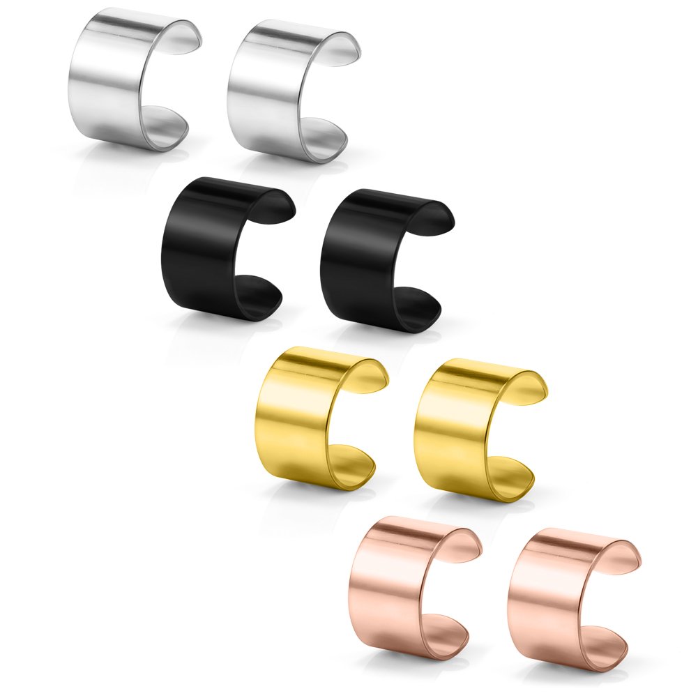 Women Girls Men Stainless Steel Tiny Gothic Non piercing Fake Cuff Lip Nose Ring Clip-on Cartilage Septum Earring Hoop 2-8PCS-image-15