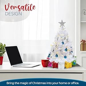 4esnovelty23inchprelitminiwhitechristmastreewithlightstopperornamentsgiftboxesdesktabletopchristmastreesmallforhomebedroomofficedecorations Urban Country Home Decor 4es novelty 23 inch prelit mini white christmas tree with lights topper ornaments gift boxes desk table top christmas tree small for home bedroom office decorations urban country home decor